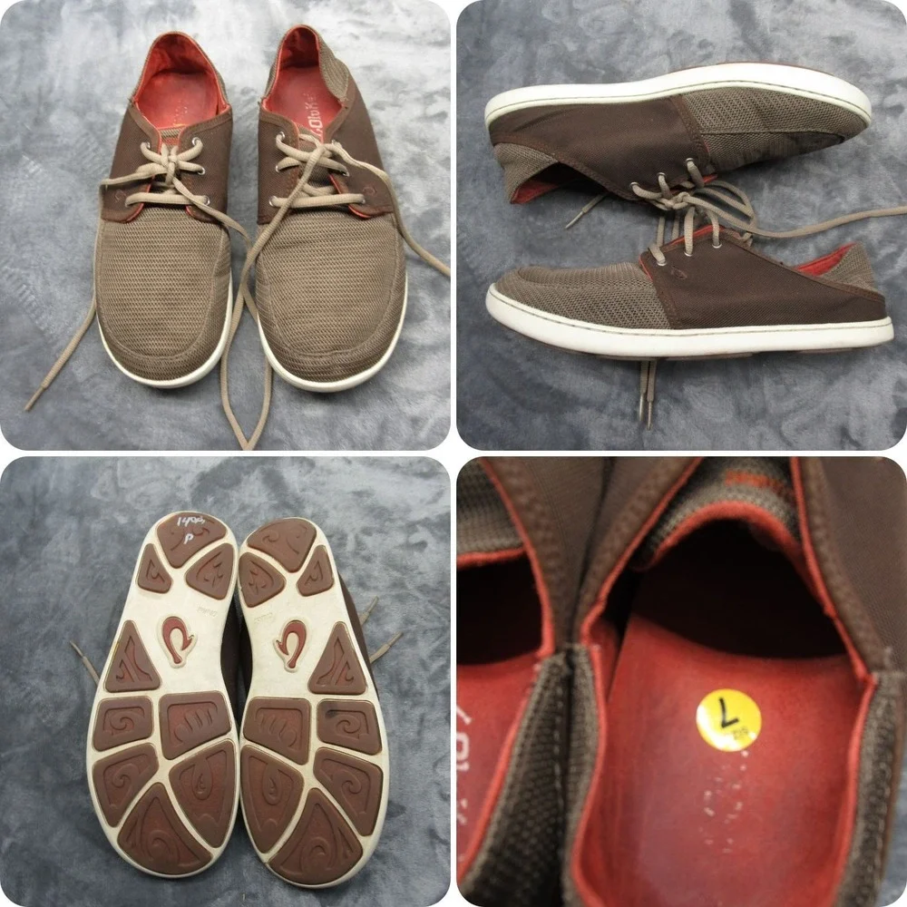 OluKai‎ Nohea Shoes Mens 7 Brown Comfort Mesh Breathable Lace Up Sneakers Casual